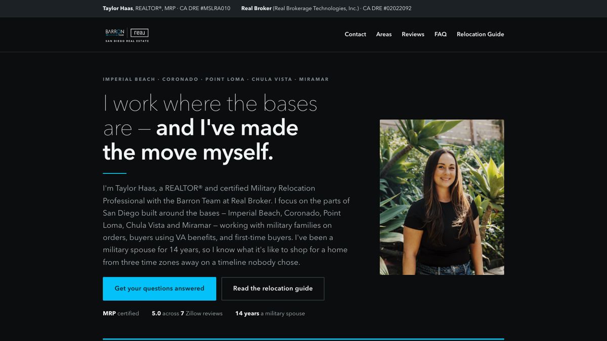 Home page of coronado-realtor.com, Taylor Haas, REALTOR®